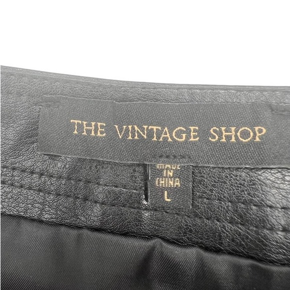 The Vintage Shop Black "Leather" Skirt Zip Up Size Large - Picture 3 of 6